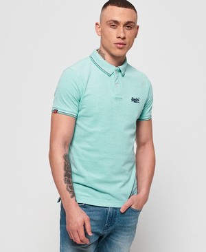 Superdry Organic Cotton Classic Poolside Pique Férfi Póló Világos Zöld | LQFBP9231